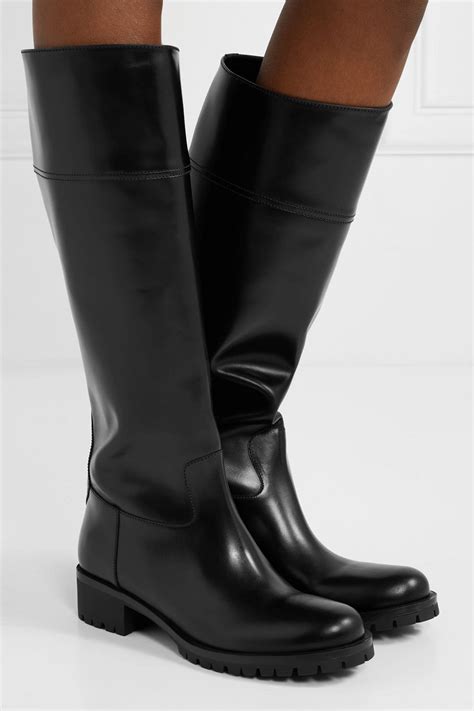 prada 40 leather knee boots|prada leather combat boot.